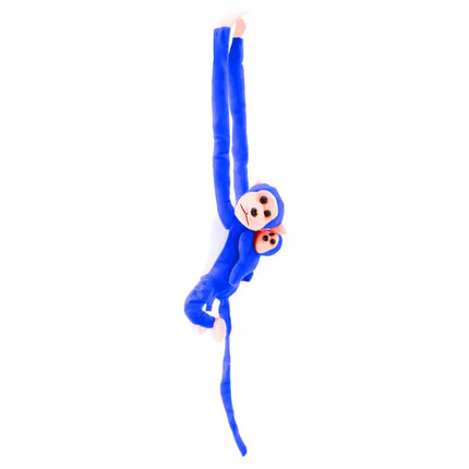 Pliušinė mėlyna beždžionė su kūdikiu 90 cm