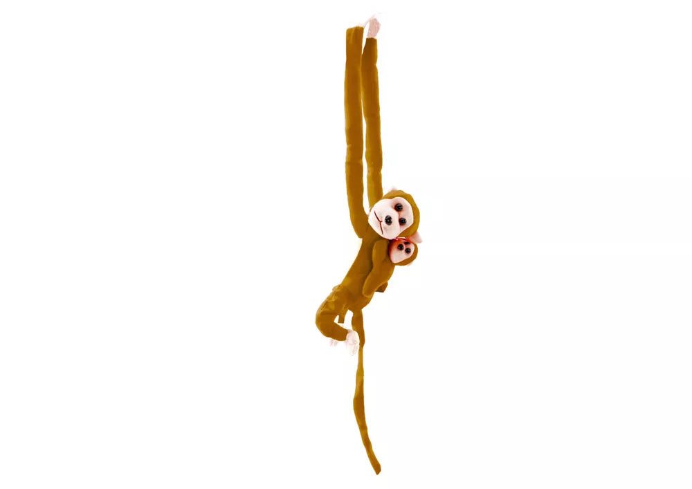 Pliušinė tamsiai ruda beždžionė su garsu 70 cm