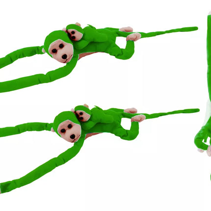 Pliušinė žalia beždžionė su kūdikiu 90 cm