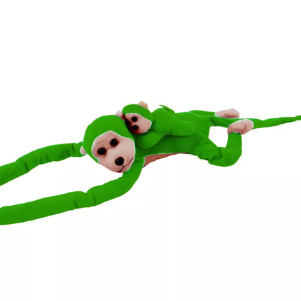 Pliušinė žalia beždžionė su kūdikiu 90 cm