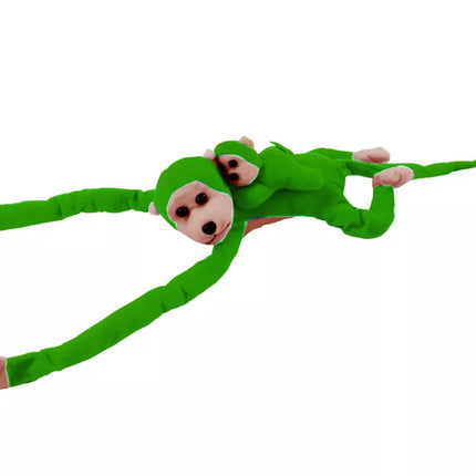 Pliušinė žalia beždžionė su kūdikiu 90 cm