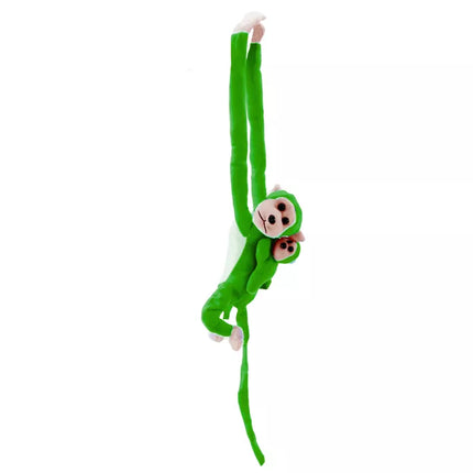 Pliušinė žalia beždžionė su kūdikiu 90 cm