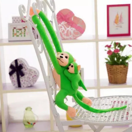 Pliušinė žalia beždžionė su kūdikiu 90 cm