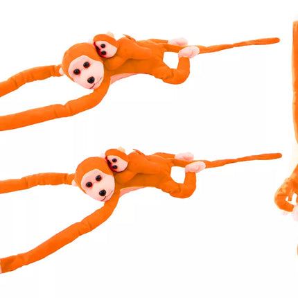 Pliušinė oranžinė beždžionė su kūdikiu 90 cm