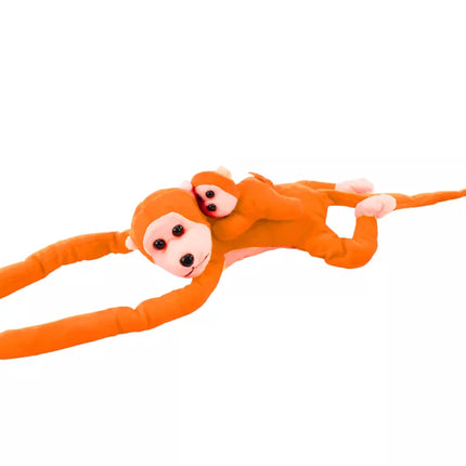 Pliušinė oranžinė beždžionė su kūdikiu 90 cm