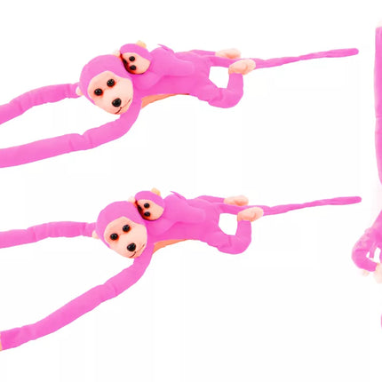 Pliušinė rožinė beždžionė su kūdikiu 90 cm