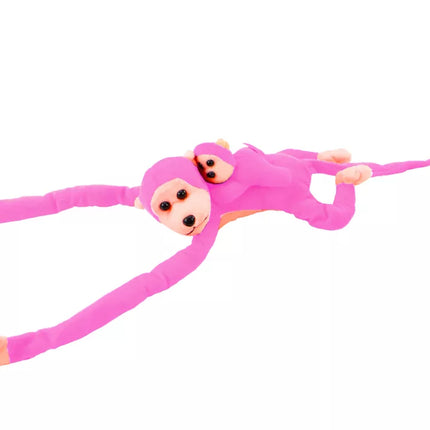 Pliušinė rožinė beždžionė su kūdikiu 90 cm