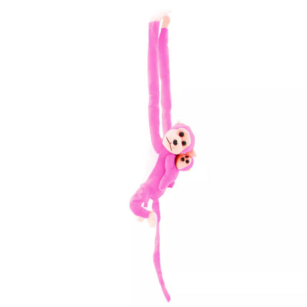 Pliušinė rožinė beždžionė su kūdikiu 90 cm