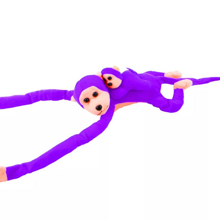 Pliušinė violetinė beždžionė su kūdikiu 90 cm