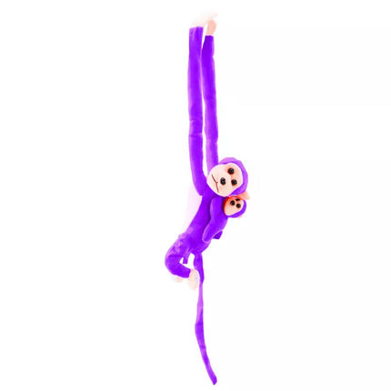 Pliušinė violetinė beždžionė su kūdikiu 90 cm