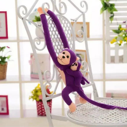 Pliušinė violetinė beždžionė su kūdikiu 90 cm