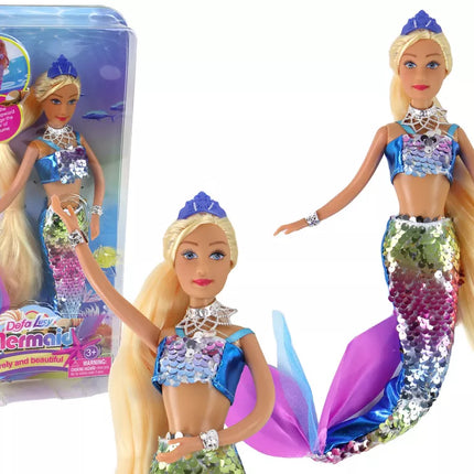 Šviesiaplaukė undinėlė lėlė su uodega ir žvyneliais