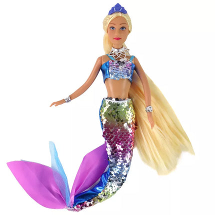 Šviesiaplaukė undinėlė lėlė su uodega ir žvyneliais