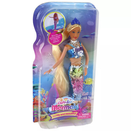 Šviesiaplaukė undinėlė lėlė su uodega ir žvyneliais