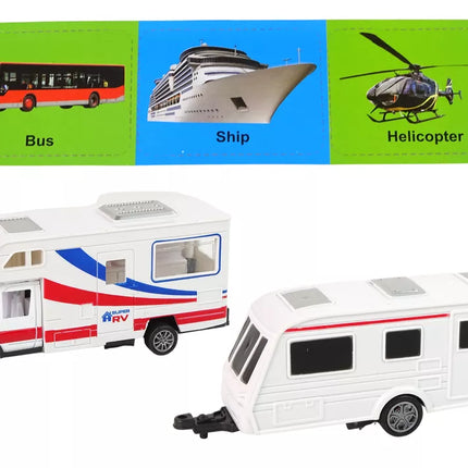 Baltas kemperio ir priekabos rinkinys