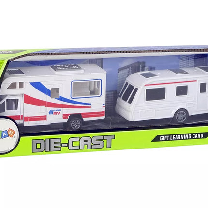 Baltas kemperio ir priekabos rinkinys