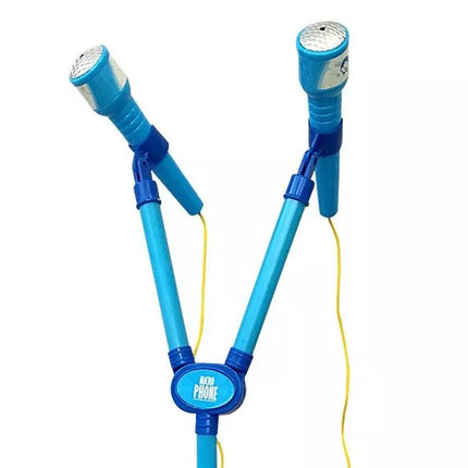 Mėlynų mikrofonų rinkinys su stovu