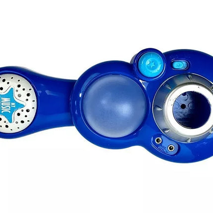 Mėlynų mikrofonų rinkinys su stovu