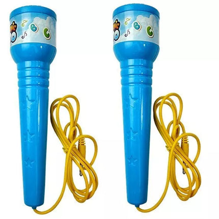 Mėlynų mikrofonų rinkinys su stovu