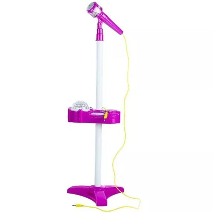 Violetinis mikrofonas su stovu