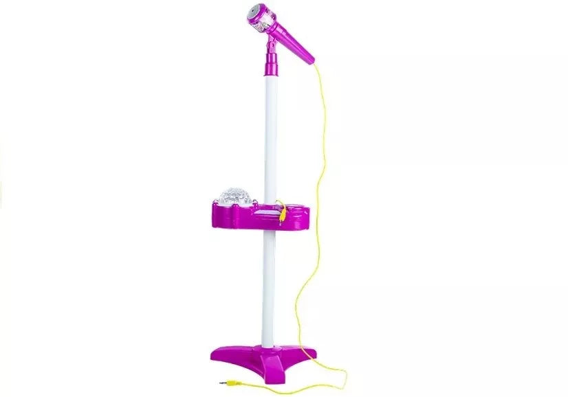 Violetinis mikrofonas su stovu