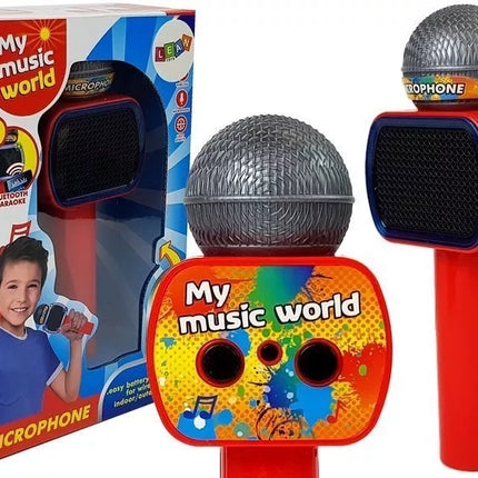 Raudonas vaikiškas belaidis karaokės mikrofonas su garsiakalbiu