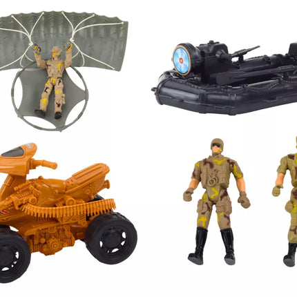 Karinės įrangos ir kareivių figurėlių rinkinys