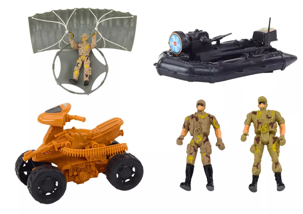 Karinės įrangos ir kareivių figurėlių rinkinys