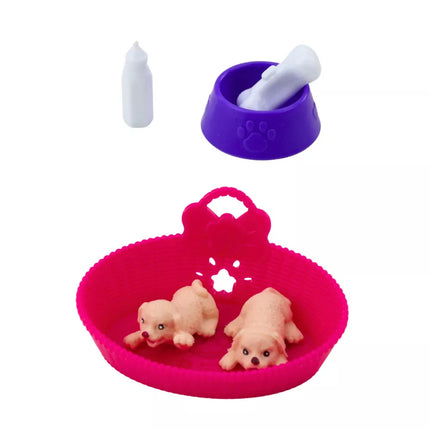 Mini lėlytės rinkinys su dviem šuniukais