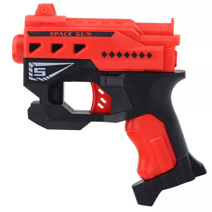 Raudonas mini pistoletas su putplasčio šoviniais