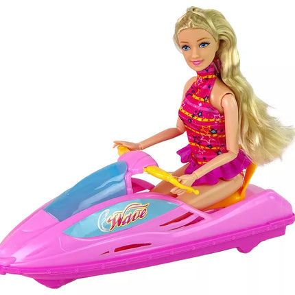 Lėlė su motorine valtimi ir priedais