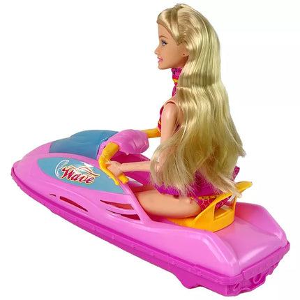 Lėlė su motorine valtimi ir priedais