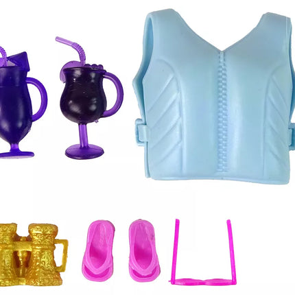 Lėlė su motorine valtimi ir priedais