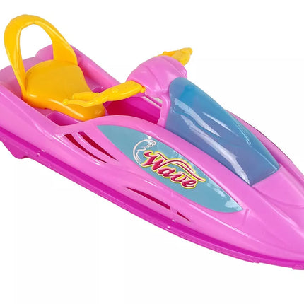 Lėlė su motorine valtimi ir priedais