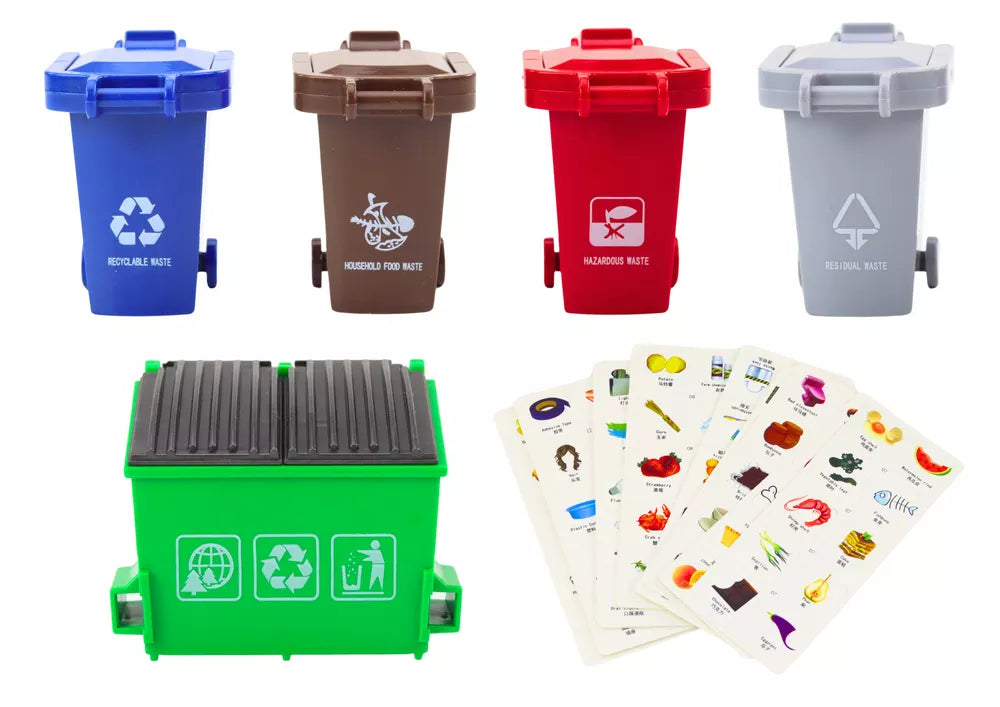 Žalias daugiafunkcinis šiukšliavežis su konteineriais