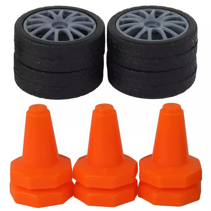 Nuotoliniu būdu valdomas sportinis automobilis R/C 1:24 geltonos spalvos keičiamais ratais Series