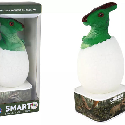Dinozairo kiaušinio formos Led lempa su žaliu dinozauru