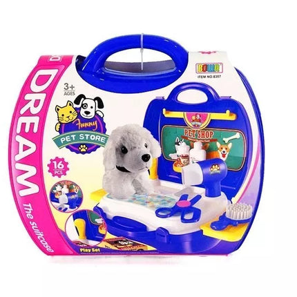 Šuniukų kirpyklos rinkinys lagaminas