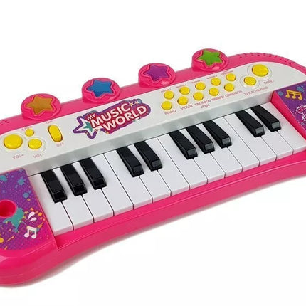 Rožinis pianinas su 24 klavišais