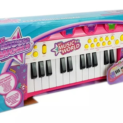 Rožinis pianinas su 24 klavišais