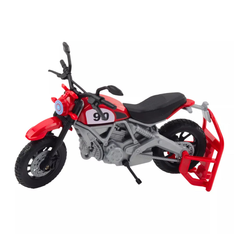 Pilkas pikapas su motociklu