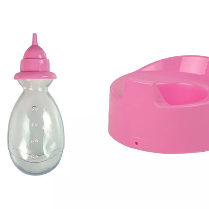 Rožinė kūdikio lėlė su puoduku 24 cm.