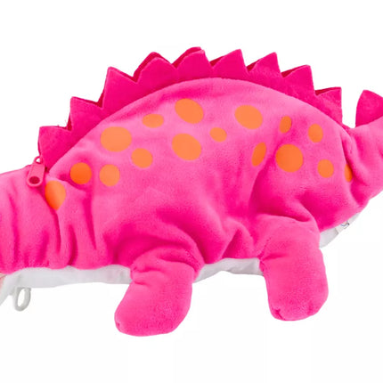 Pliušinis rožinis dinozauro formos pieštukų dėklas