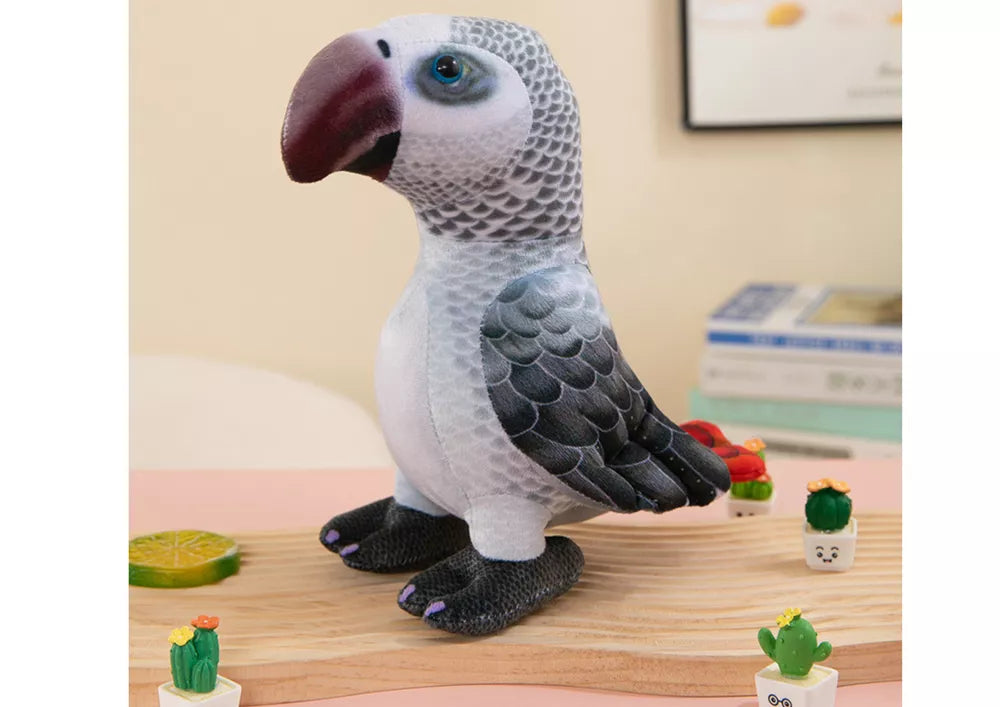Pliušinė pilkasis papūga 20 cm