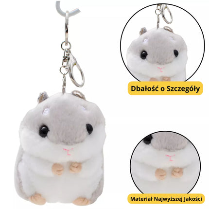 Pilkas pliušinis žiurkėnas raktų pakabukas 10cm