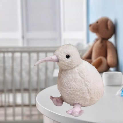 Baltas pliušinis paukštis kivis 21cm