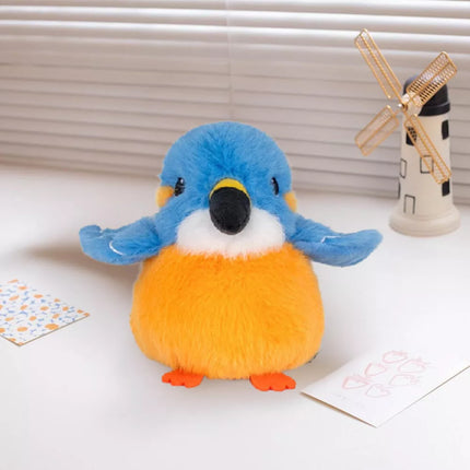 Pliušinis mėlynas/oranžinis paukštis 12cm