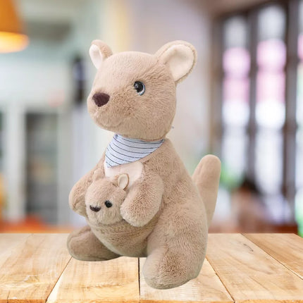 Pliušinis žaislas kengūra su jaunikliu