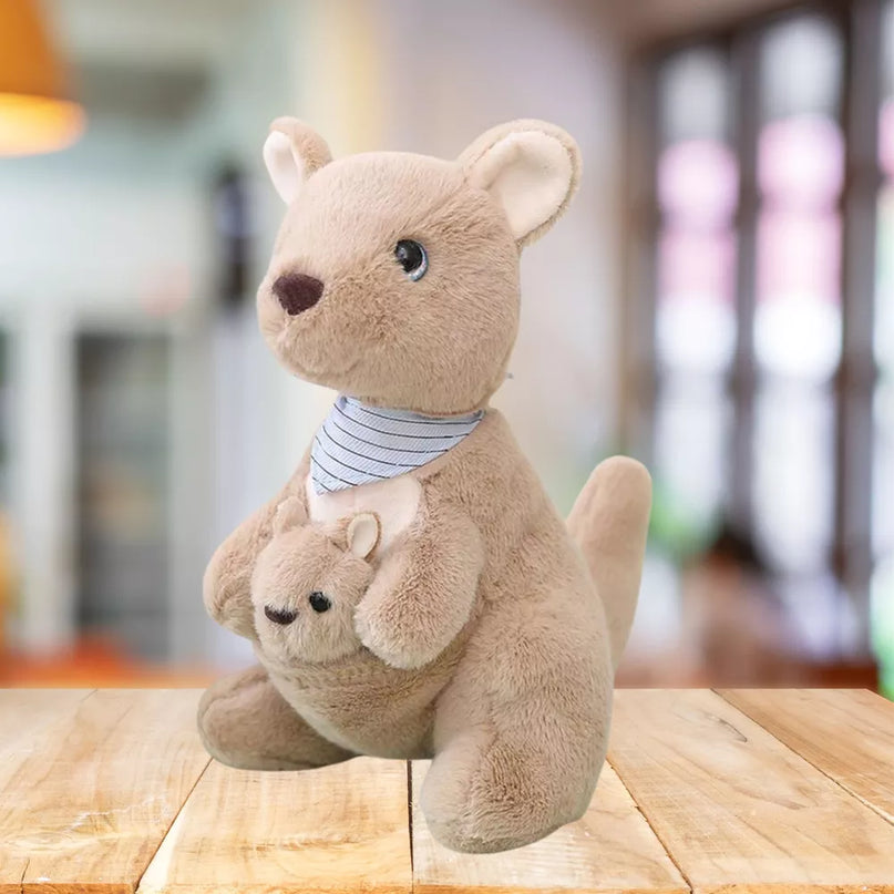 Pliušinis žaislas kengūra su jaunikliu