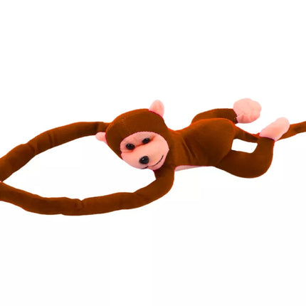 Pliušinė tamsiai ruda beždžionėlė su garsu 80 cm